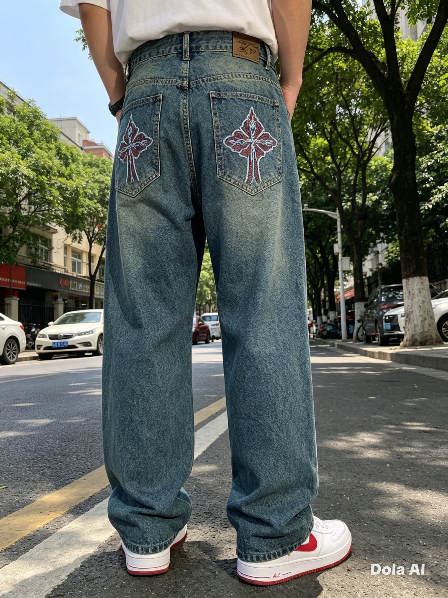 Baggy de Hombre Bordado con Strass - Imagen 2