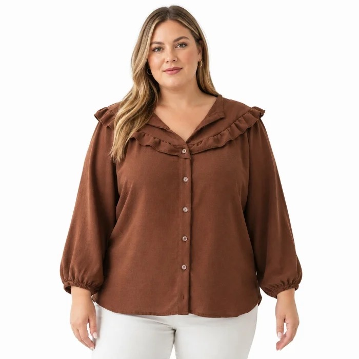 Camisa de Cey Cuello Volados y Manga Globo