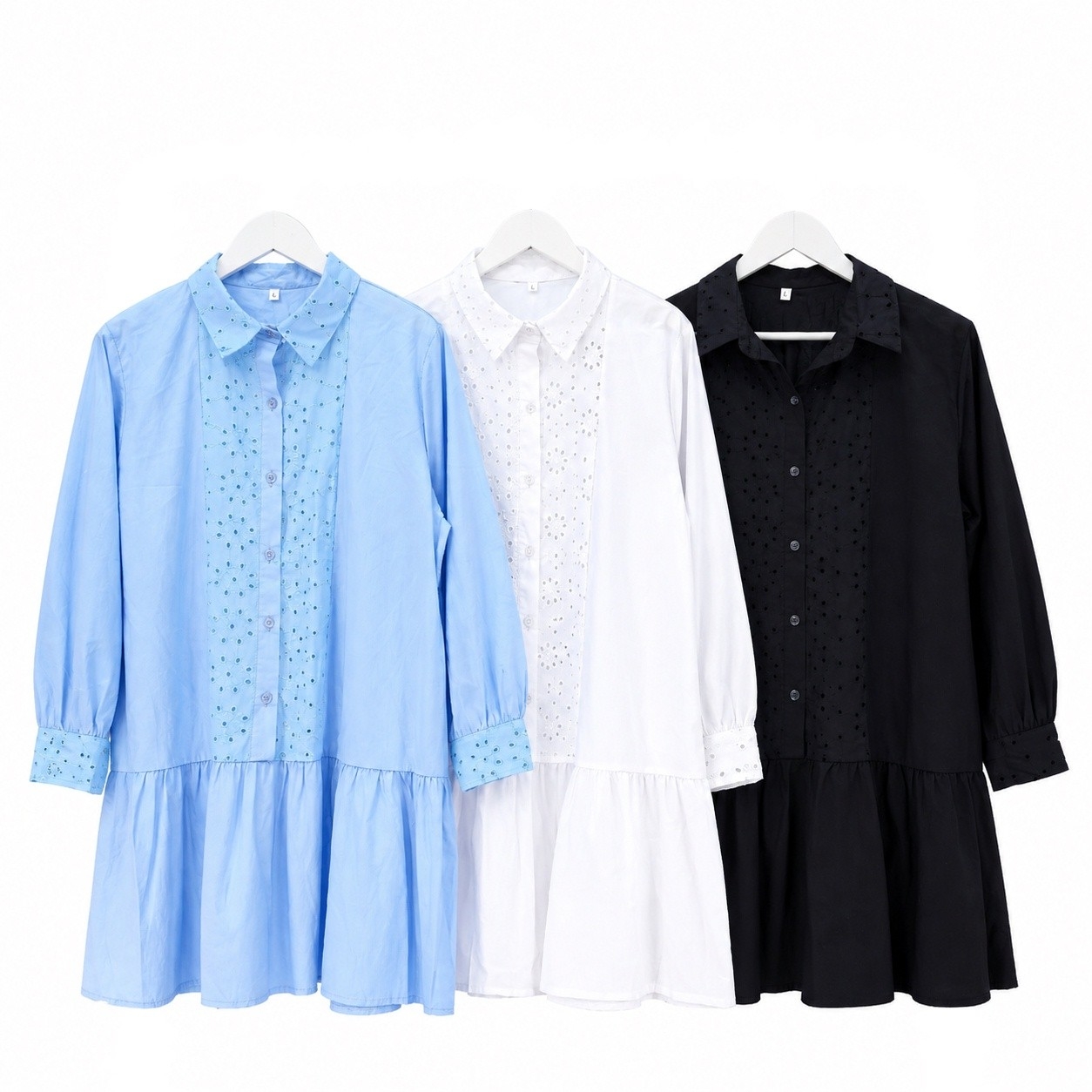 Camisa de Poplin con Broderie y Volados Abajo - Imagen 2