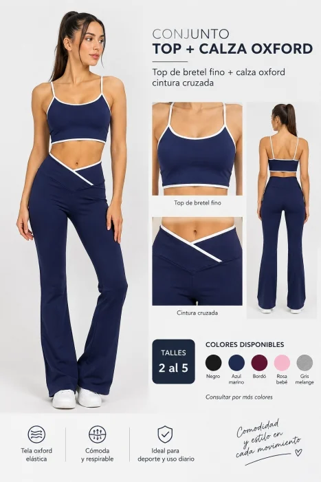 Conjunto Top Bretel Fino + Oxford Cintura Cruzada