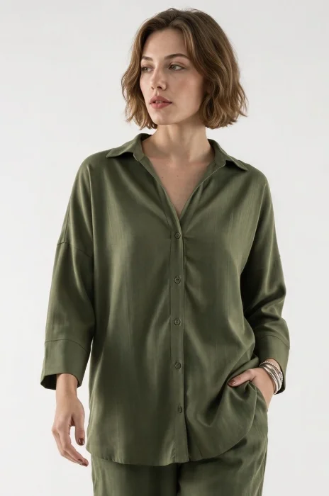 Camisas Over de Lino con Espandex