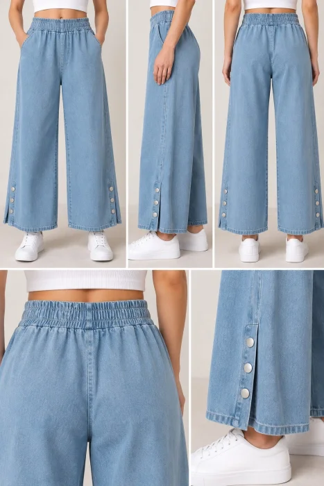 Palazzo de Jeans con Broches