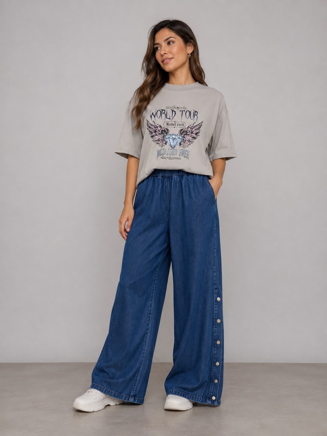 Palazzo de Jeans con Broches - Imagen 2