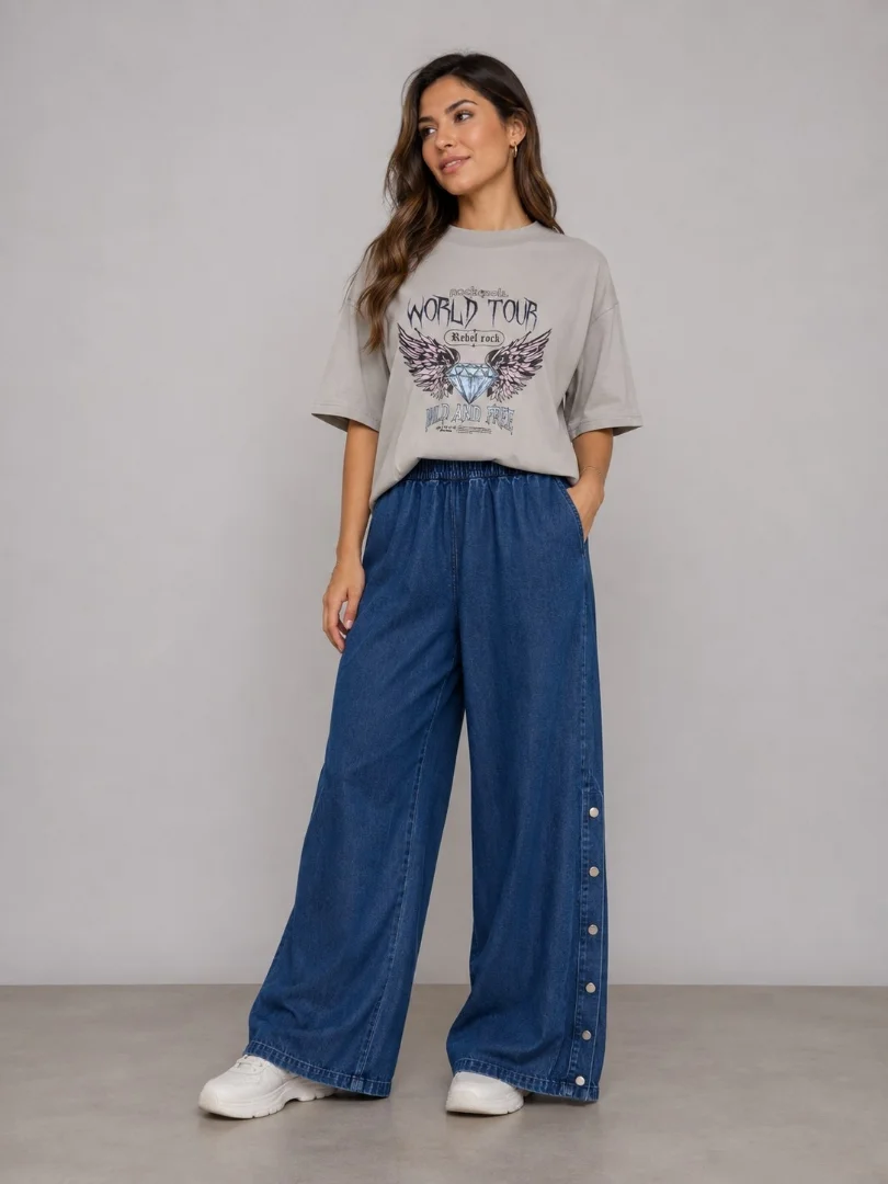 Palazzo de Jeans con Broches - Imagen 1