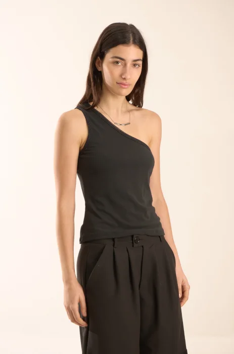 Musculosa de Tejido de Punto de un Hombro con Microtul