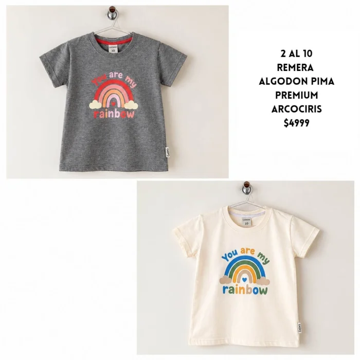 Remera Alg. Pima Peinado Estampa Arco Iris