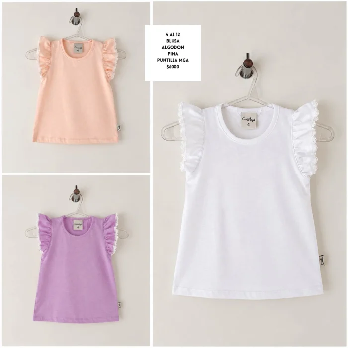 Musculosa Volado Sisa con Puntilla Alg. Pima Peinado