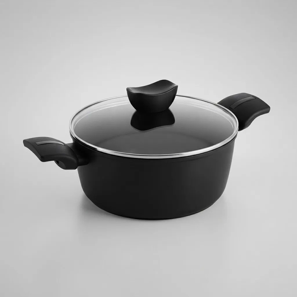 Cacerola Olla Antiadherente Negro con Tapa de Vidrio 2,3l - Imagen 2