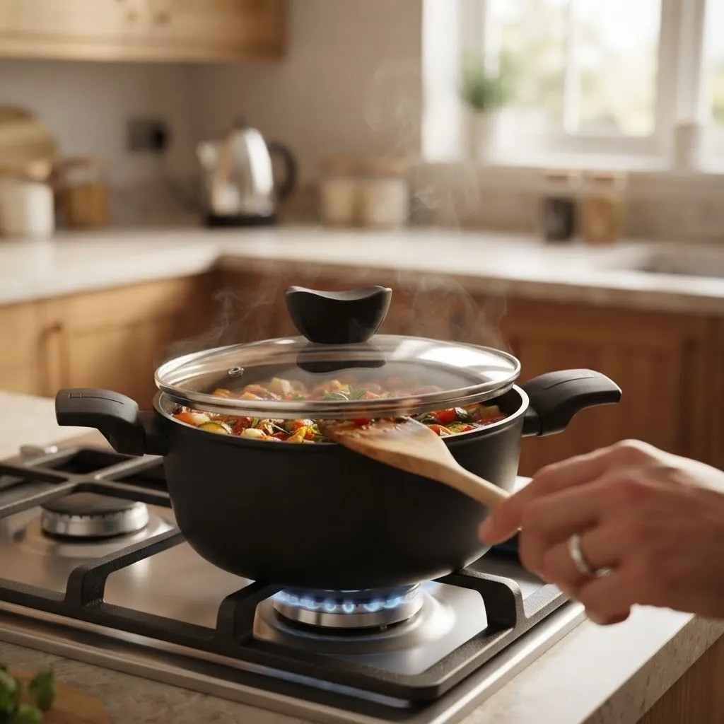 Cacerola Olla Antiadherente Negro con Tapa de Vidrio 2,3l - Imagen 3