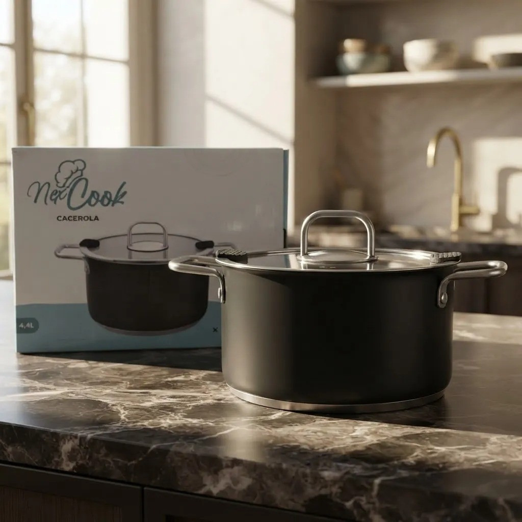 Cacerola Olla Acero Inoxidable con Tapa de Vidrio 4,4l - Imagen 1