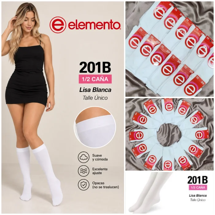 (art:201b)elemento 1/2 Caña Medias Blancas Lisas Dama