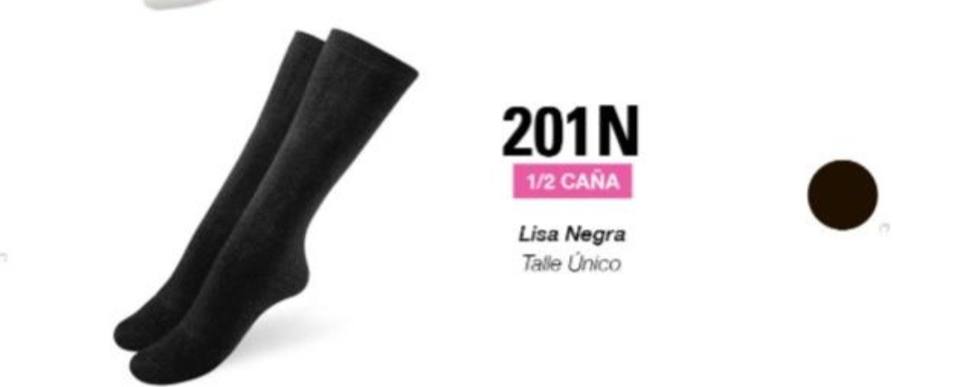 (art:201n) Elemento 1/2 Caña Medias Negras Lisa Dama - Imagen 2