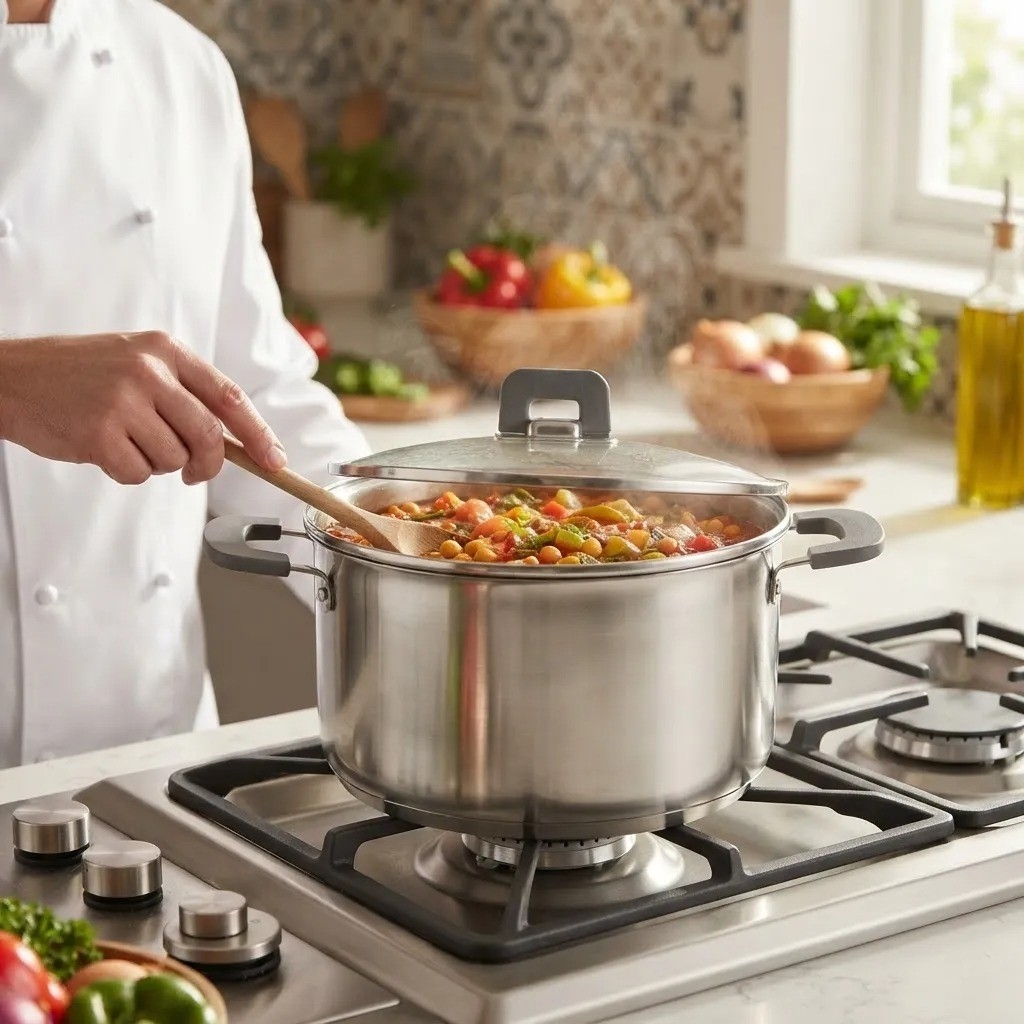 Cacerola Olla con Tapa de Vidrio Acero Inoxidable 4,4l 22cm - Imagen 2