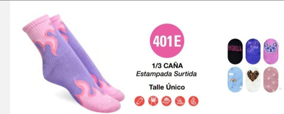 (art:401e)elemento 1/3 Caña Medias Estampada Dama - Imagen 7