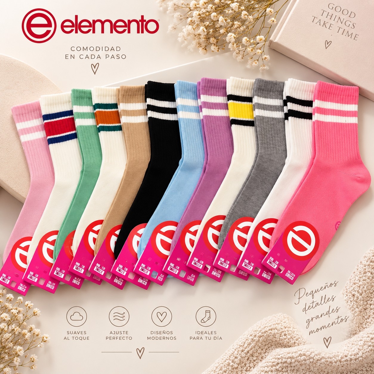 ( Art:401r)elemento 1/3 Caña Medias Lisas C/rayas Dama - Imagen 5