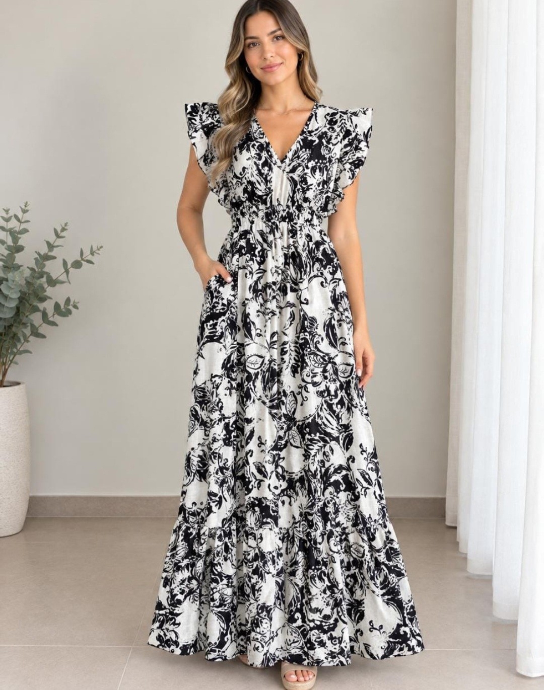 Vestidos Tela Wenoba Liviano y Fresca Bolsillos Laterales - Imagen 3