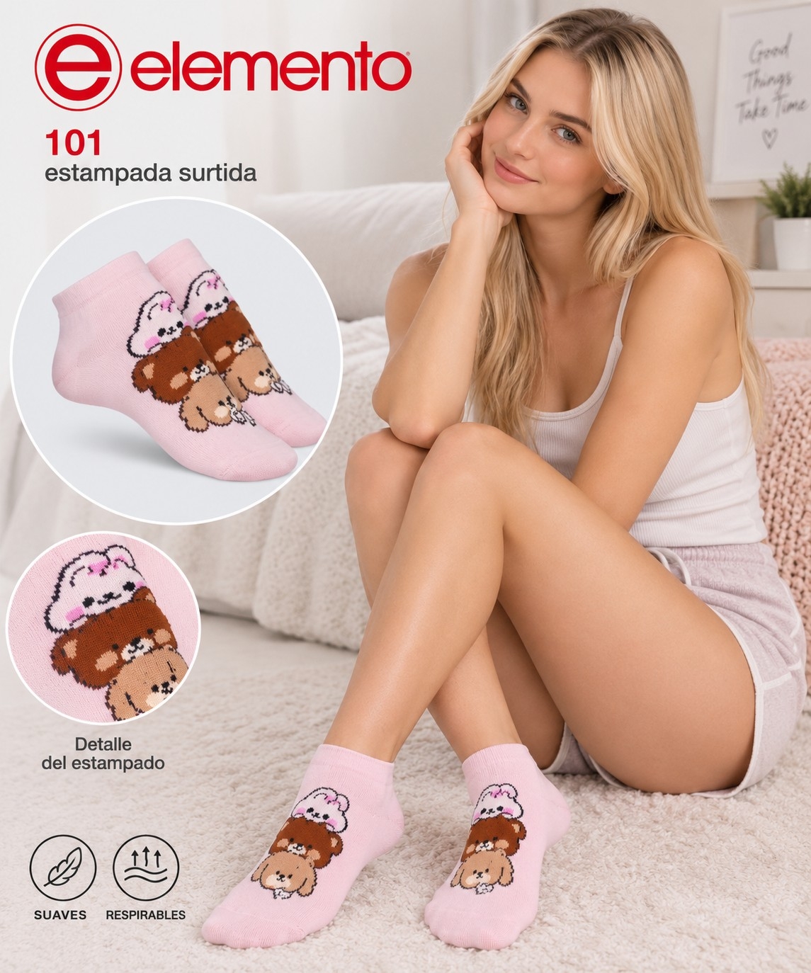 (art:101e)elemento Soquete Estampado Dama - Imagen 2