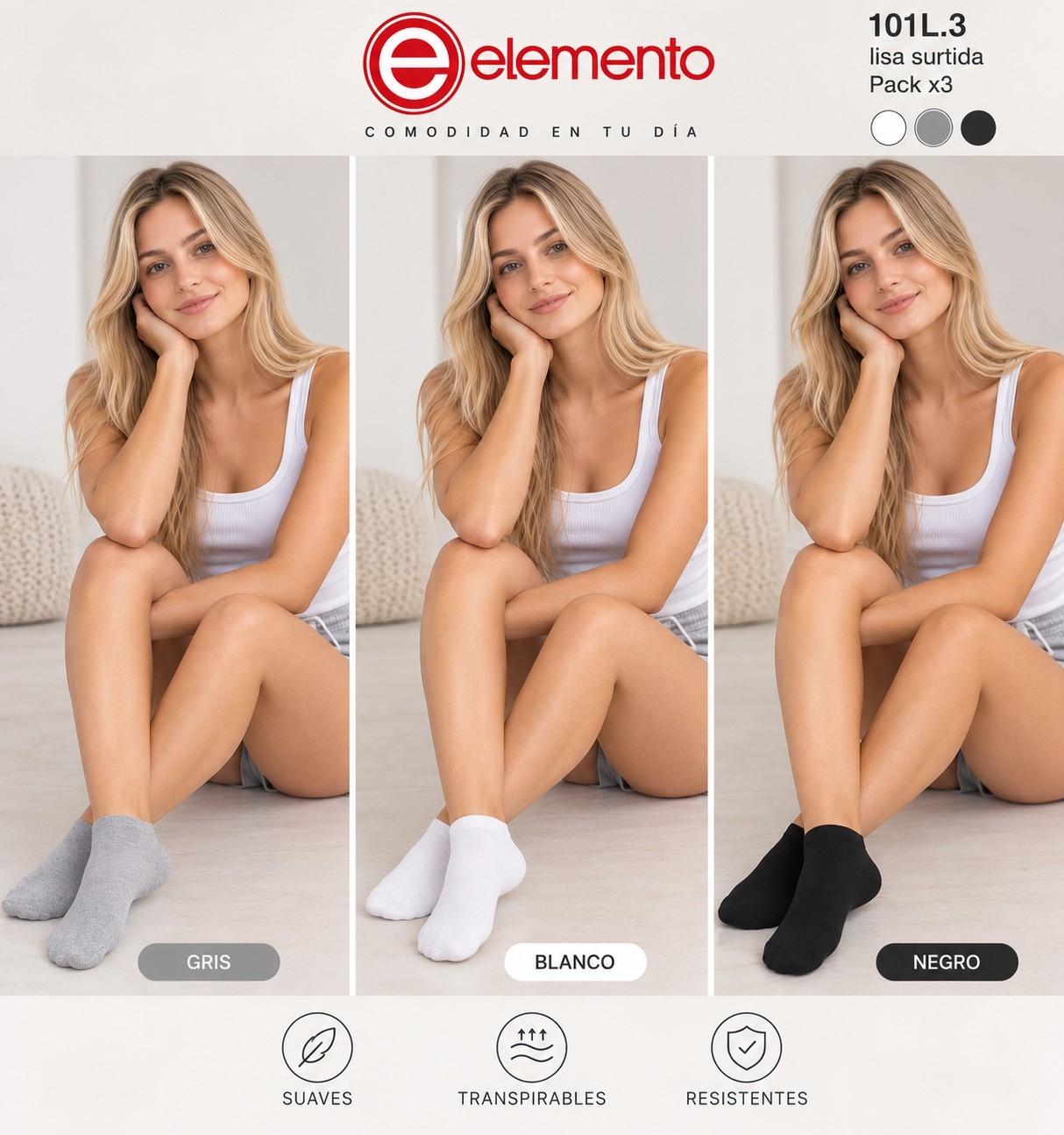 (art:101l.3)elemento Tripack Soquete Dama Liso - Imagen 2