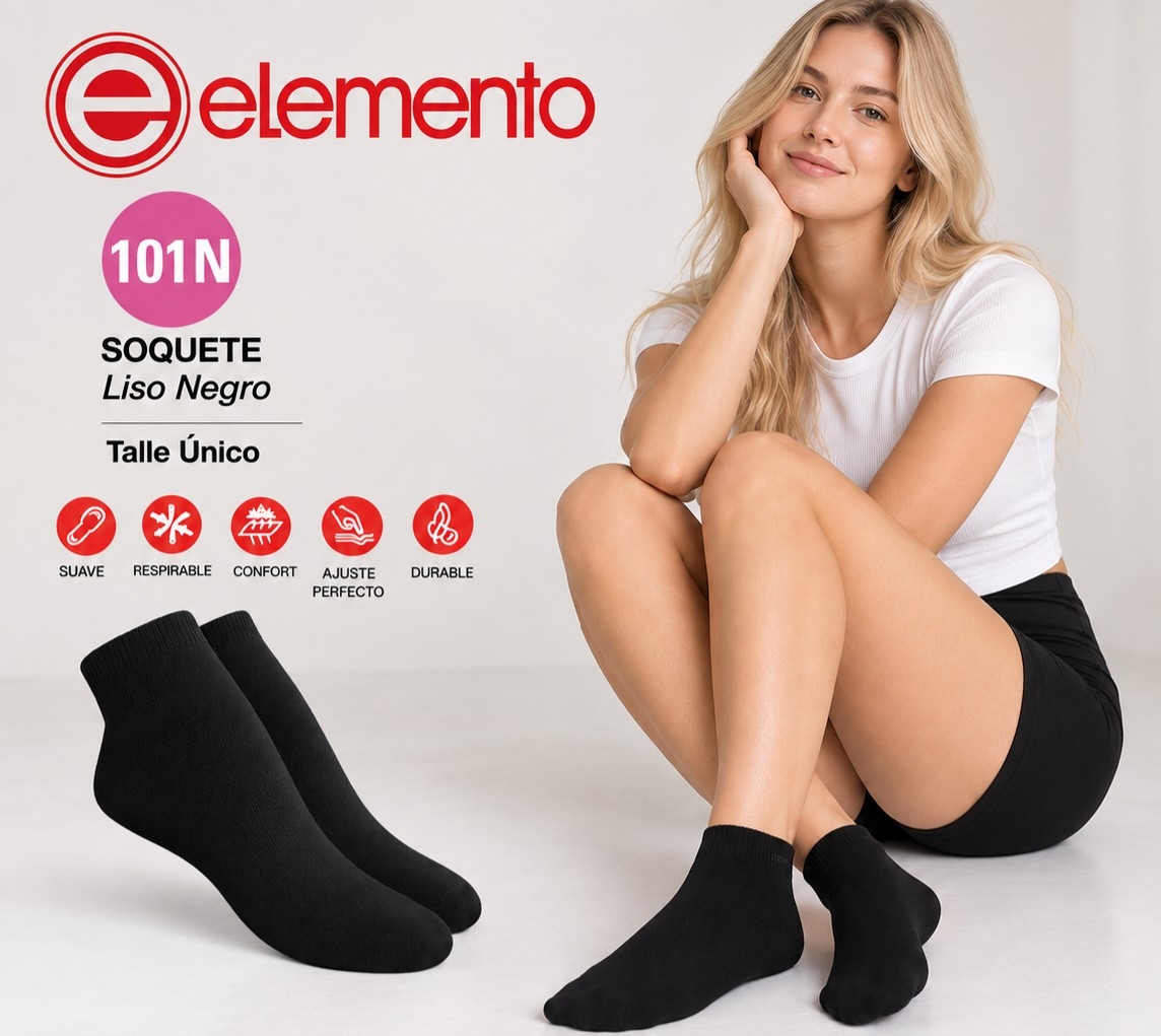 (art:101n)elemento Soquete Negro Liso Dama - Imagen 4