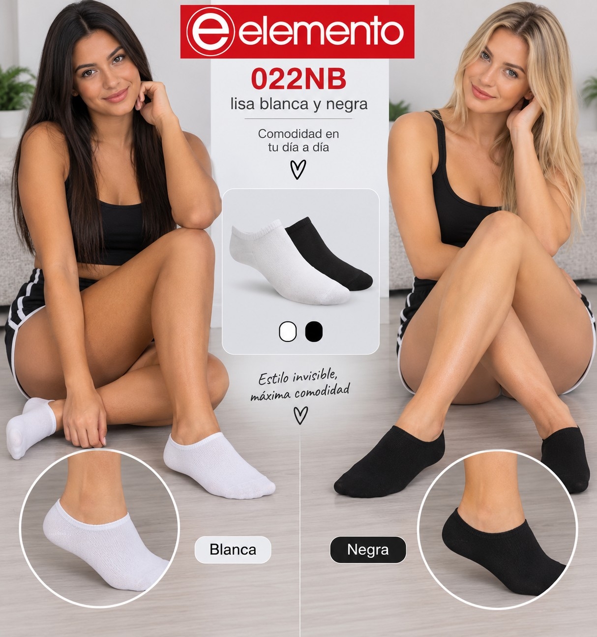 (art:022bn)elemento Medias Invisible Lisa Unisex - Imagen 2