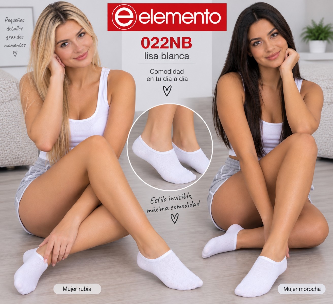 (art:022bn)elemento Medias Invisible Lisa Unisex - Imagen 6