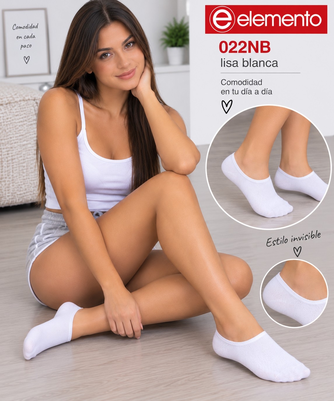 (art:022bn)elemento Medias Invisible Lisa Unisex - Imagen 7