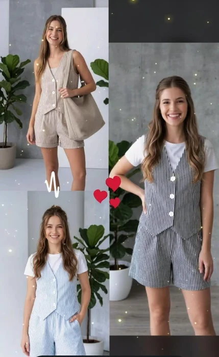 Conjunto Short Chaleco Dama