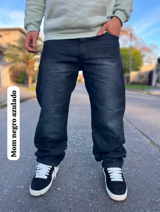 Jean Mom Negro Azulado