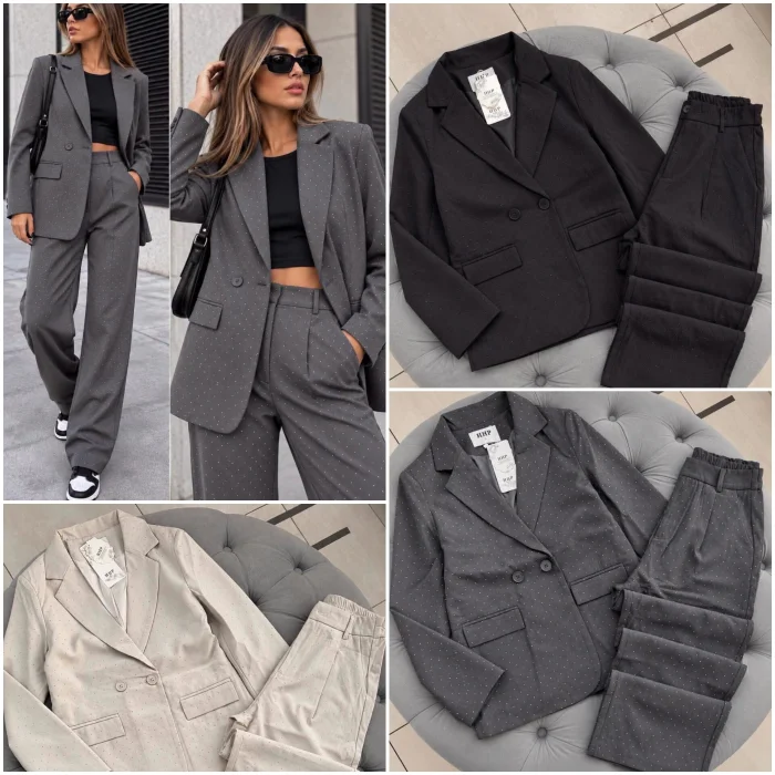 Conjunto Sastrero Pantalón con Strass Importado