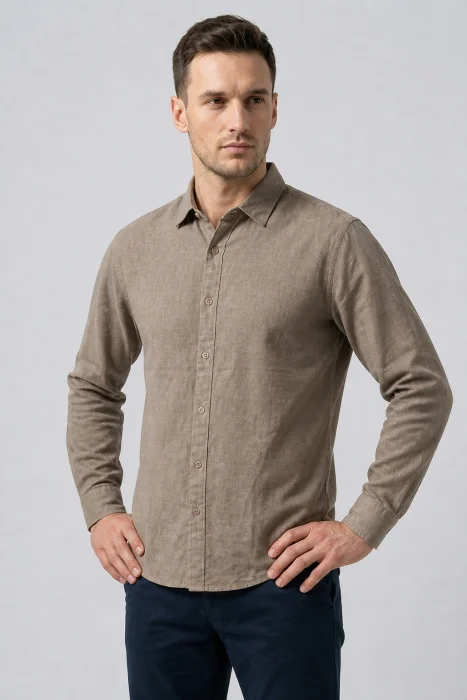 Camisa Lino Manga Larga