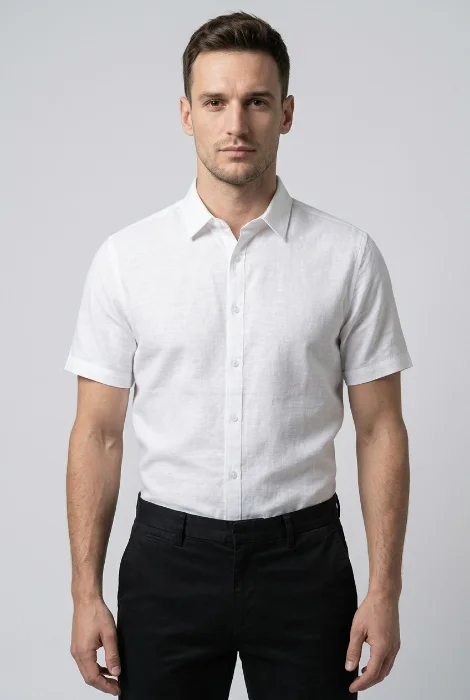 Camisa Lino Manga Corta