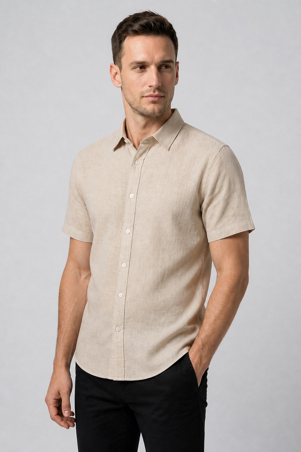 Camisa Lino Manga Corta - Imagen 2