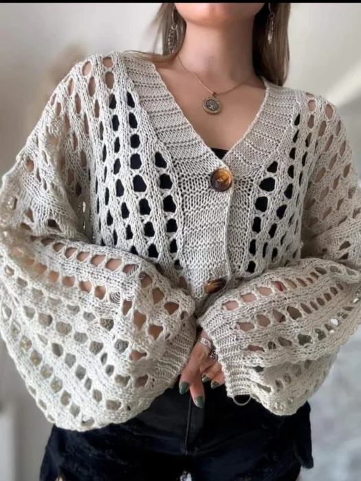Sacos Cardigan Calados Hilo Algodon