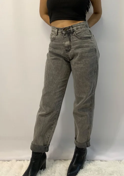 Jean Mom Rebel Grey Woman