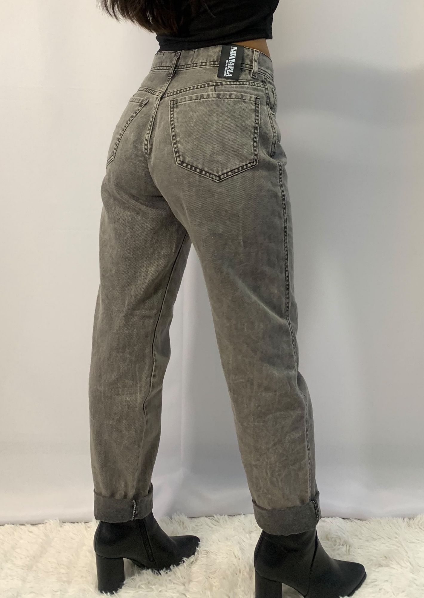 Jean Mom Rebel Grey Woman - Imagen 4