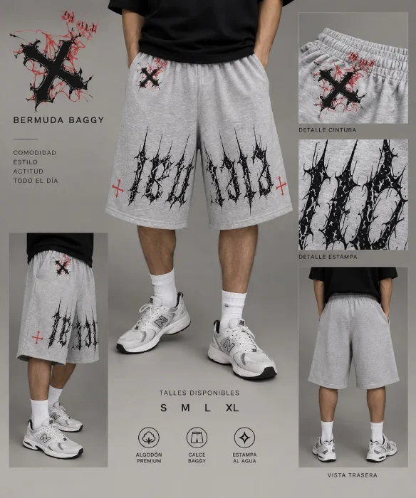 Bermuda Baggy Rústico Estampado