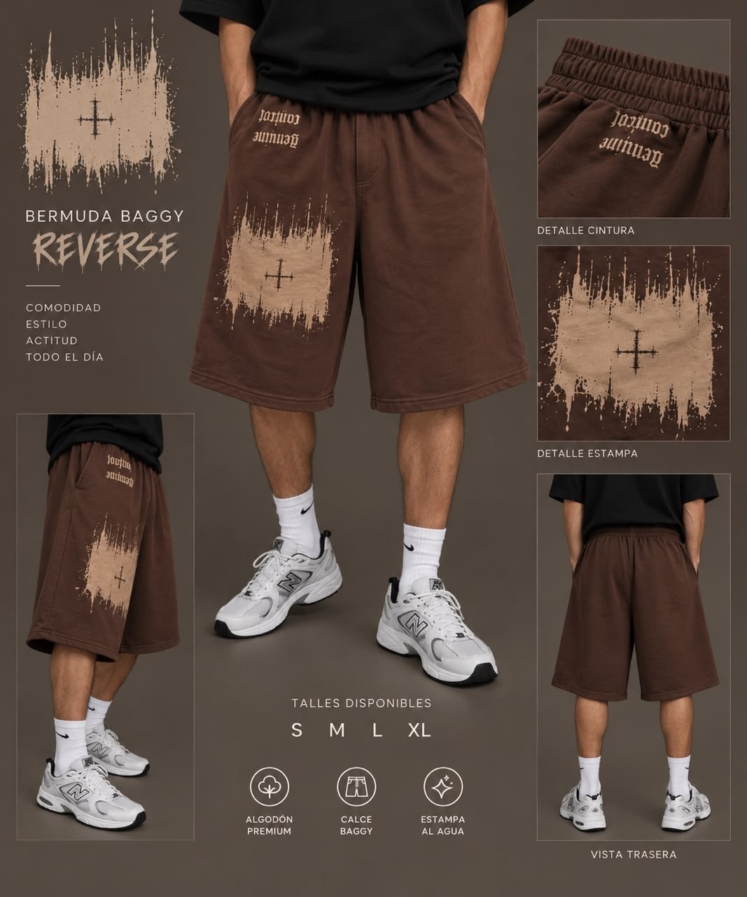 Bermuda Baggy Rústico Estampado - Imagen 3