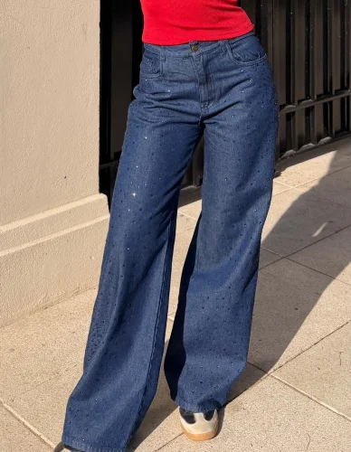 'art. 251-2' 36 al 46 Wide Leg Azul + Brillos