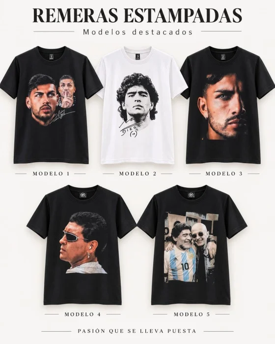 Remeras de Algodón Paredes Maradona Messi