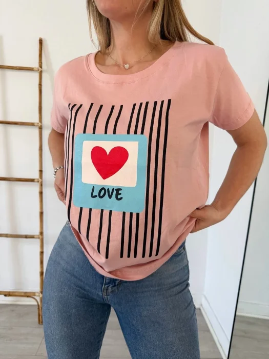 Remera Love Rayas