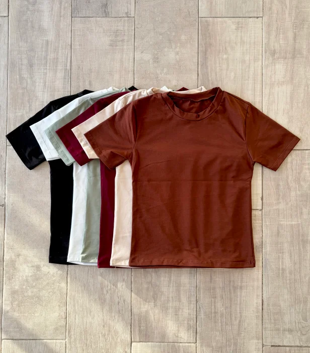 Remera Manga Corta Cuello Redondo Algodon Lycra