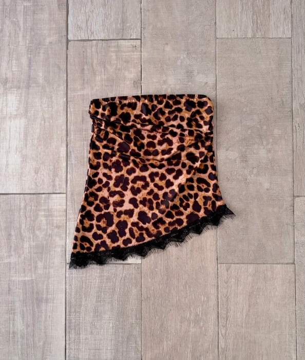 Strapless Animal Print con Puntilla Microfibra