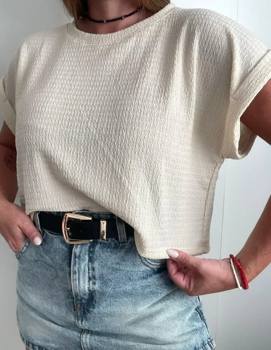 Top Remera con Dobles en Manga