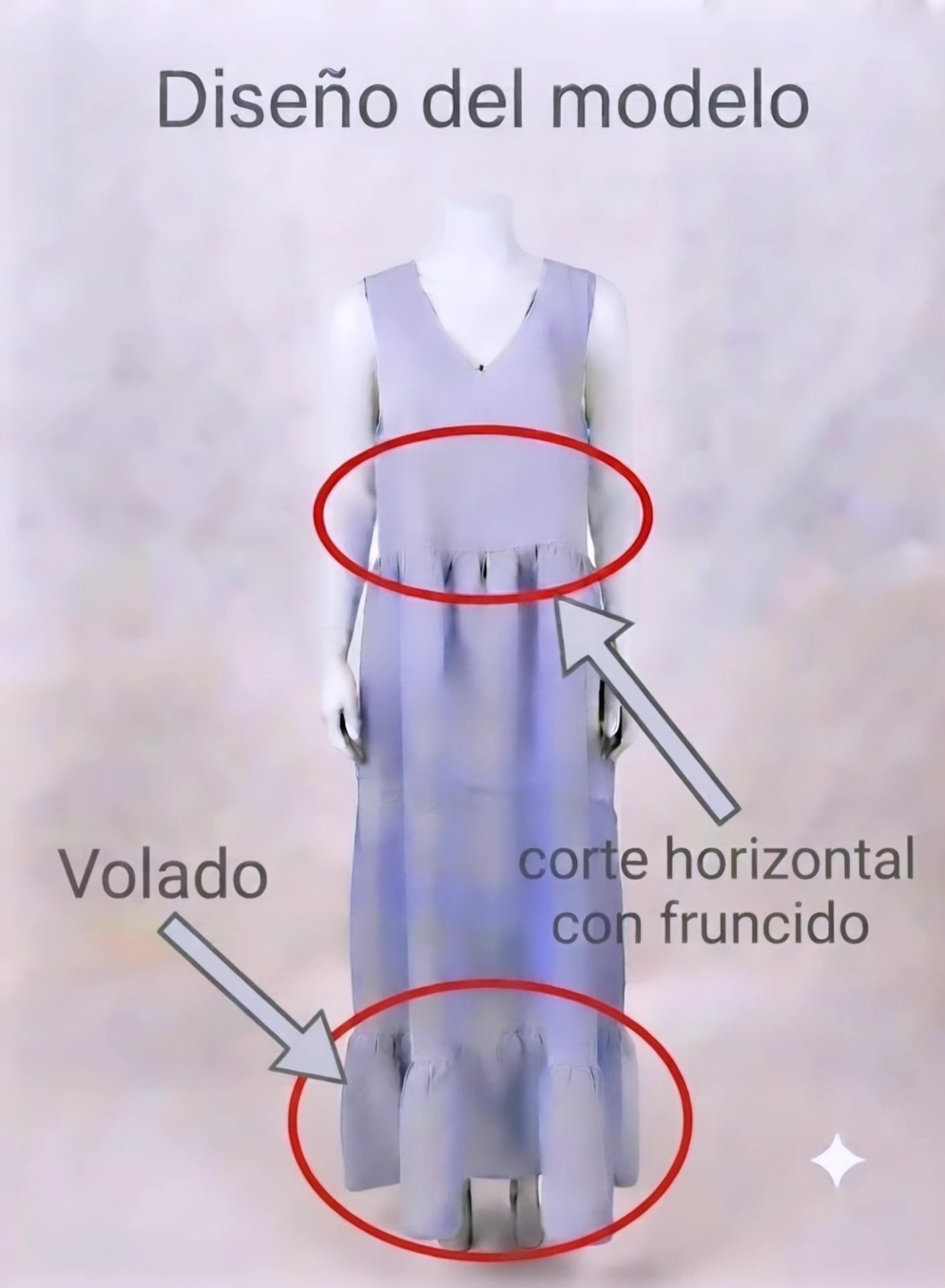 Vestido Largo de Lino Estampado Fruncido S/manga - Imagen 2