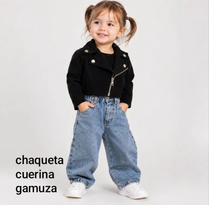 Chaqueta Cuerina Gamuza Negra