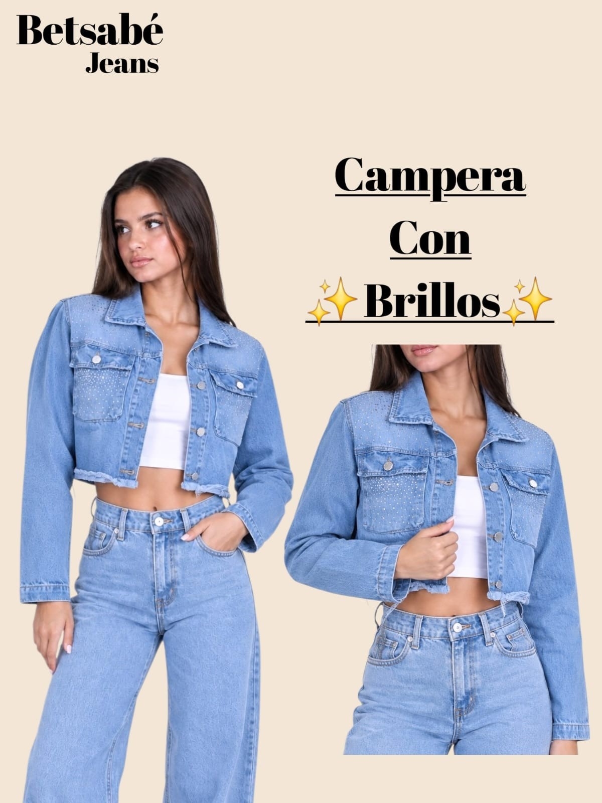Campera Jeans con Brillos - Imagen 2