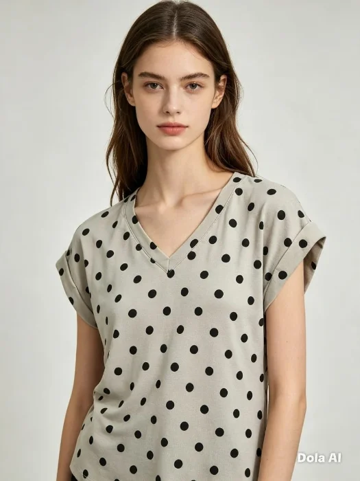 Remera Lunares Cuello V