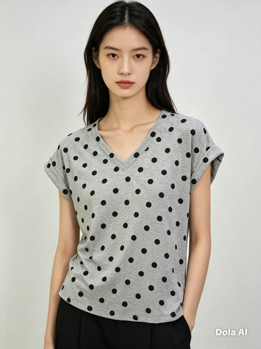 Remera Lunares Cuello V - Imagen 2