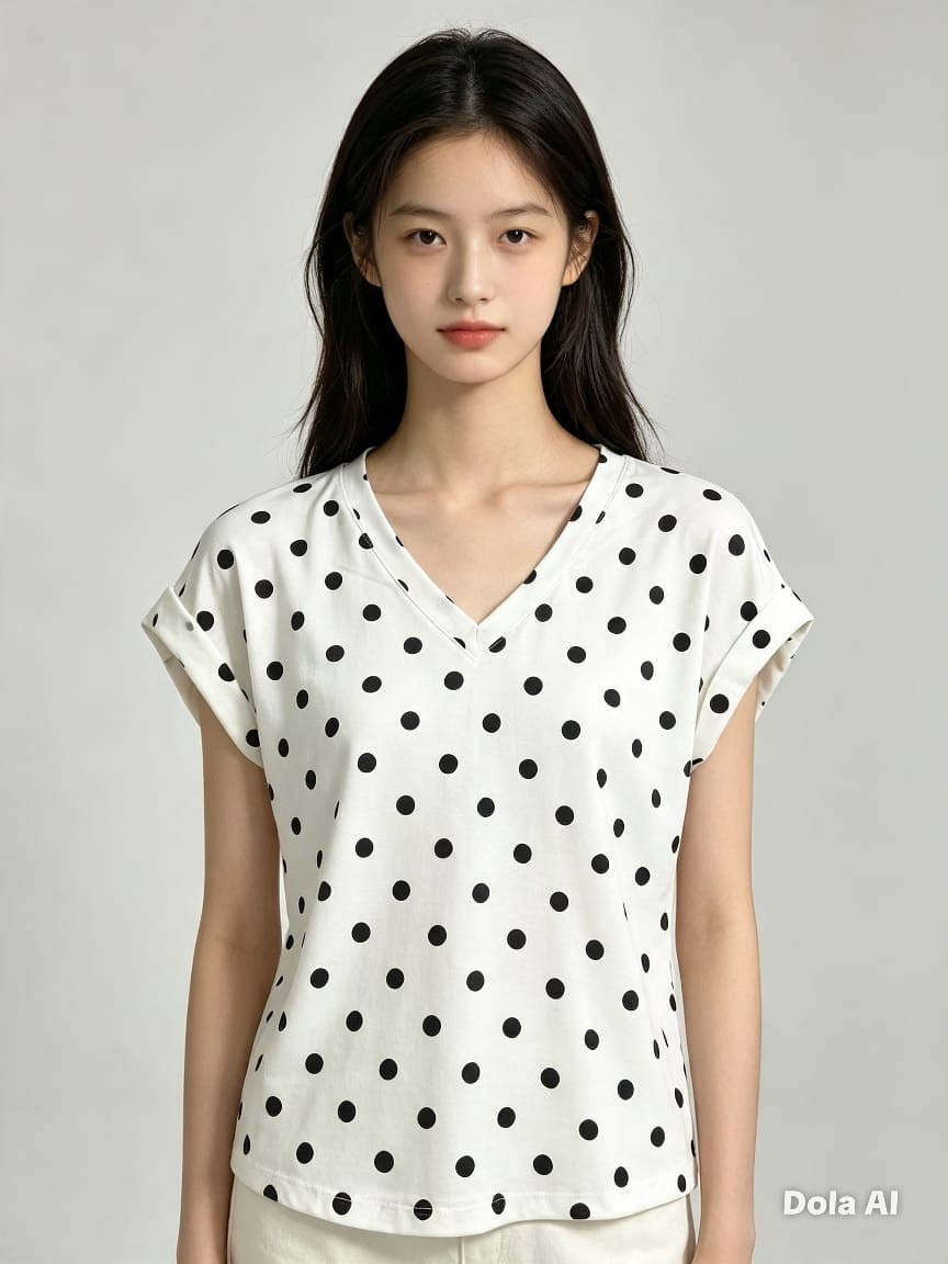 Remera Lunares Cuello V - Imagen 3