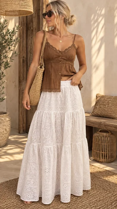 Pollera Larga de  Broderie